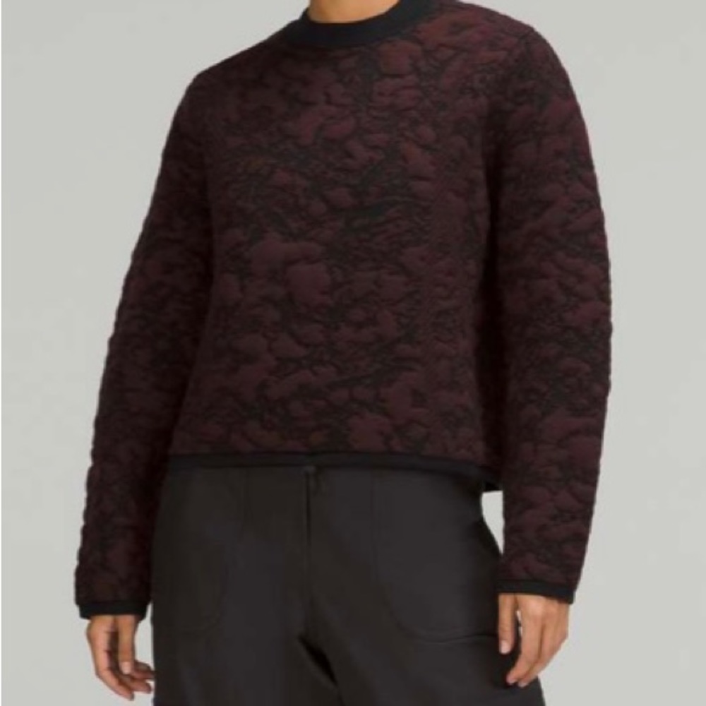 Lululemon Jacquard Multi-Texture Crew Neck Sweater NWOT Red Merlot / Black